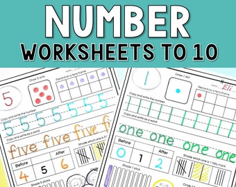 Number Sense to 10 Math Worksheets - Write, Draw & representing numbers 1 to 10
