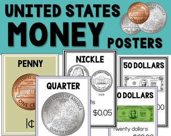 USA Money Posters - Including Coins and Bills US Currency