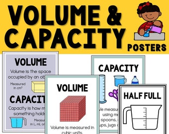 Pósteres de volumen y capacidad - Vocabulario de terminología matemática Recurso digital / Diferencia entre volumen y capacidad / Pósteres de medidas