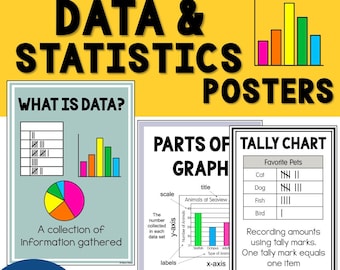 Data and Statistics Posters - Math Terminology, Definitions & Visual Learning Tools - Classroom Educational Decor | Math Vocabulary