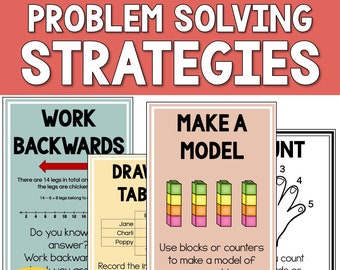 Posters met strategie voor probleemoplossing voor sommen - basisschool 1-6