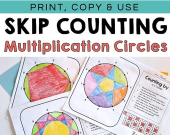 Math Skip Counting Activities - Geometric Multiplication Circles - Grade 3 and 4