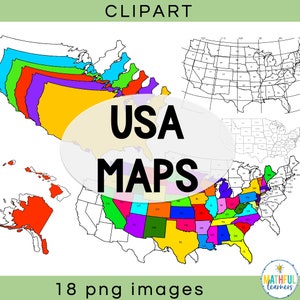 USA Maps Clipart | High-Resolution Digital Map Graphics | United States Map Illustrations | Country Map | States | Longitude and Latitude