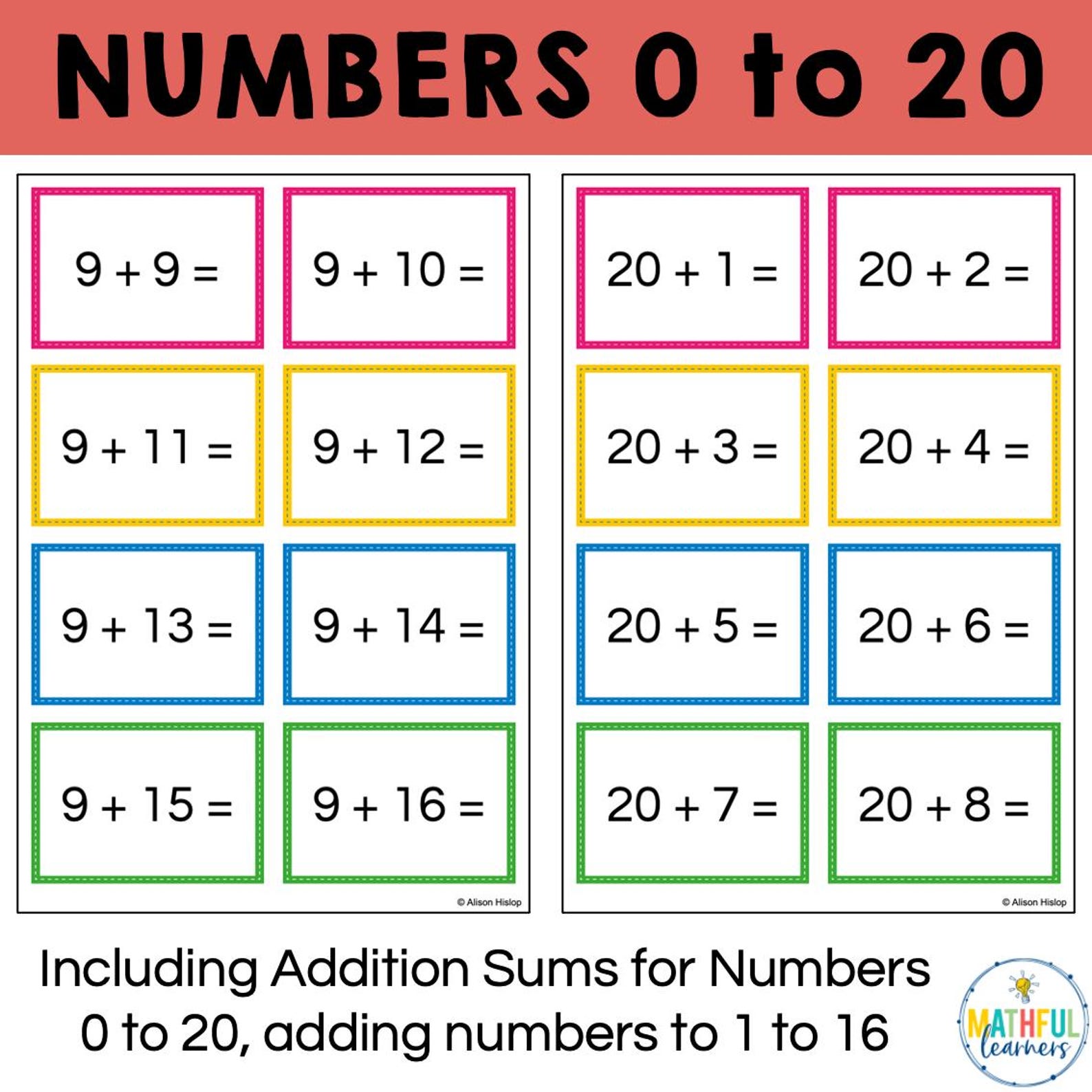 Addition Task Cards - Addition Sums for Games, Activities and Early ...