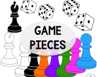 Piezas de juego de dados y ajedrez / Imágenes digitales de alta calidad / Imágenes prediseñadas de dados y piezas de juego