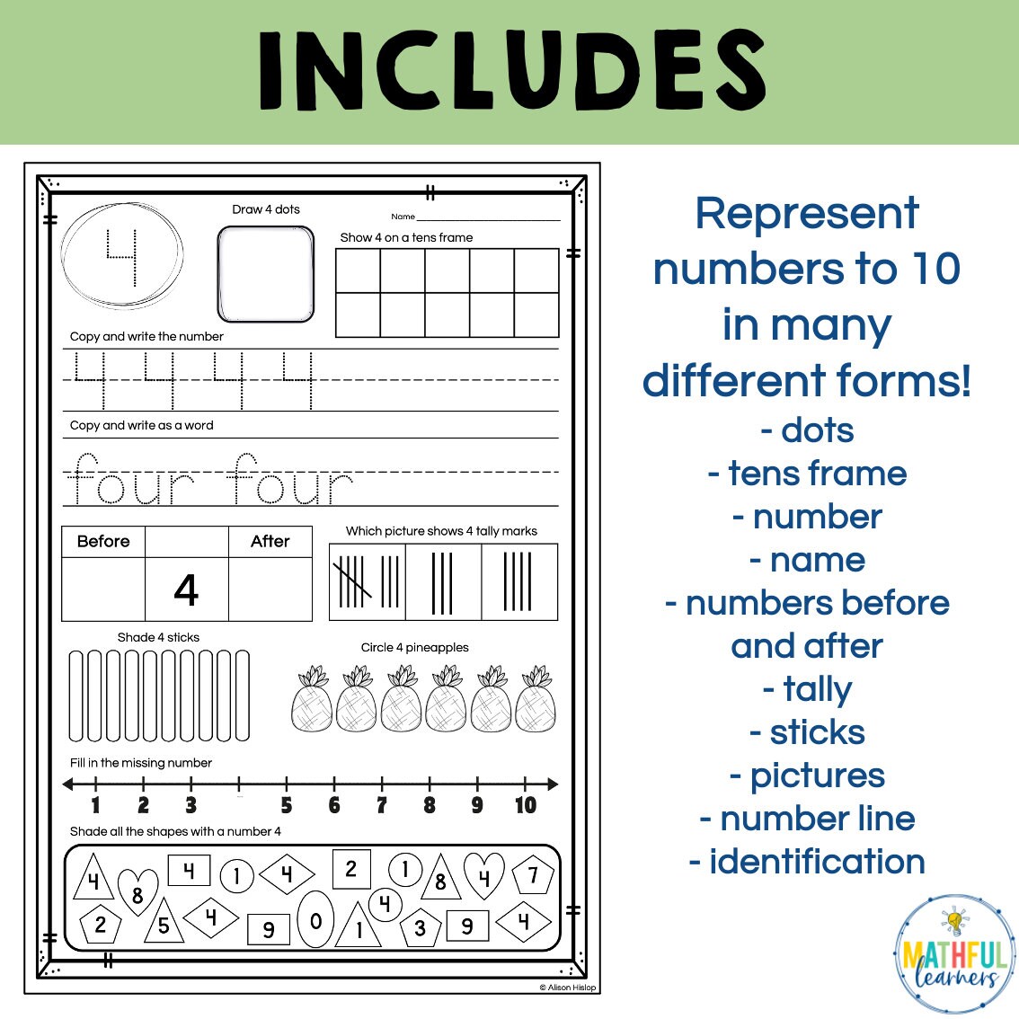 Number Sense to 10 Math Worksheets - Write, Draw & Representing Numbers ...