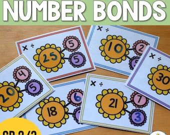Number Bond Worksheets - Multiplication & Division Activity Cards | Fact Families | Inverse Operations | 2nd and 3rd Grade Math Game
