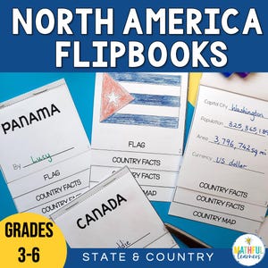 North & Central America Flipbooks | Learn facts about Canada, Mexico, USA and Central American Countries | Flags, Map, State Emblem, Leader