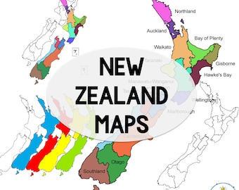 New Zealand Maps Clipart | High-Resolution Digital Map Illustrations | NZ Geography Graphics | Educational and Creative Resources
