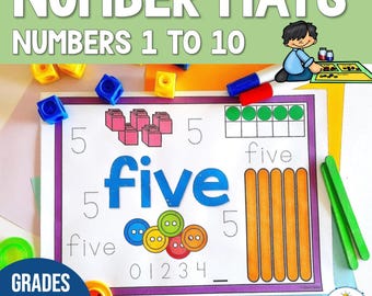 Numbers 1 to 10 Printable Mats - Learning Numbers to 10 | Counting numbers to 10 | Tracing and Making Numbers | Small Group Activity | Trace
