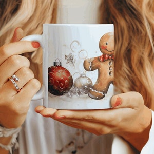 Gingerbread Man Mug, Gingerbread Coffee Mug, Cartoon Cute Ceramic Cup for Tea Coffee Mugs, Unique Shaped Christmas Mugs, Funny Gifts for Family