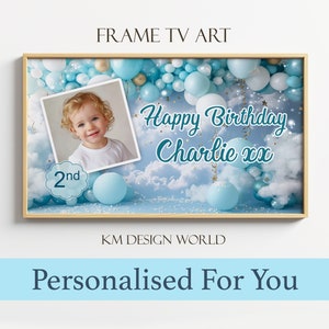 Personalised Birthday Frame TV Art For Boys Happy Birthday Art with Custom Name and Photo Samsung Frame TV Birthday Party Celebration Decor