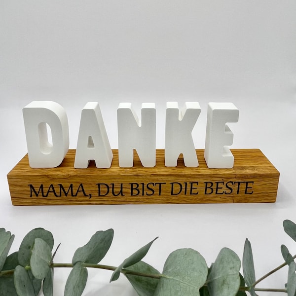 Dekoleiste aus Holz mit Raysin Schriftzug Danke ~ Muttertag ~ Vatertag ~ Weihnachten ~ Geschenk