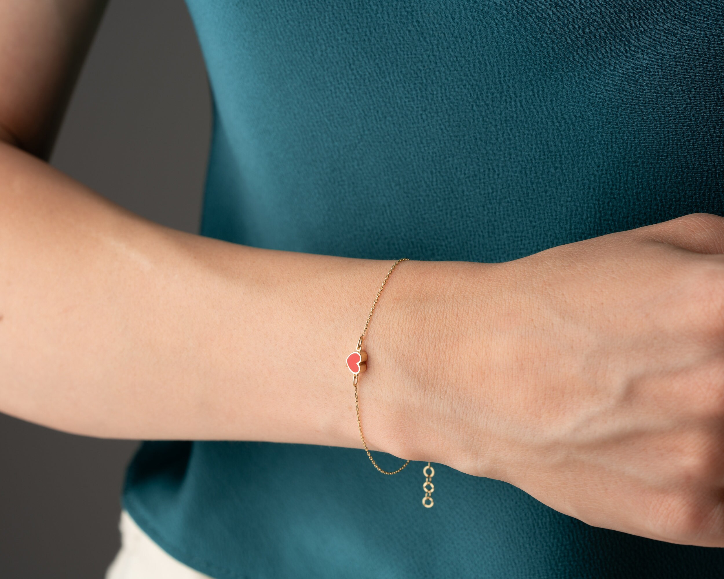 Lucky Red Gold Red Heart Bracelet - Adjustable Love Wristband For