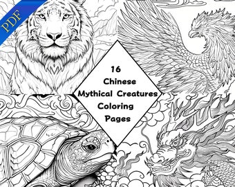 16 Chinese Mythological Creature Coloring Pages | Printable PDF A4 | Fun Coloring Sheets for Kids