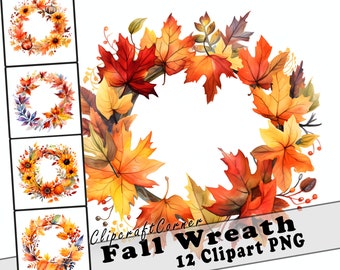 12 Flores de corona de otoño Clipart PNG / Acuarela Flores silvestres Floral Clipart PNG / 3014