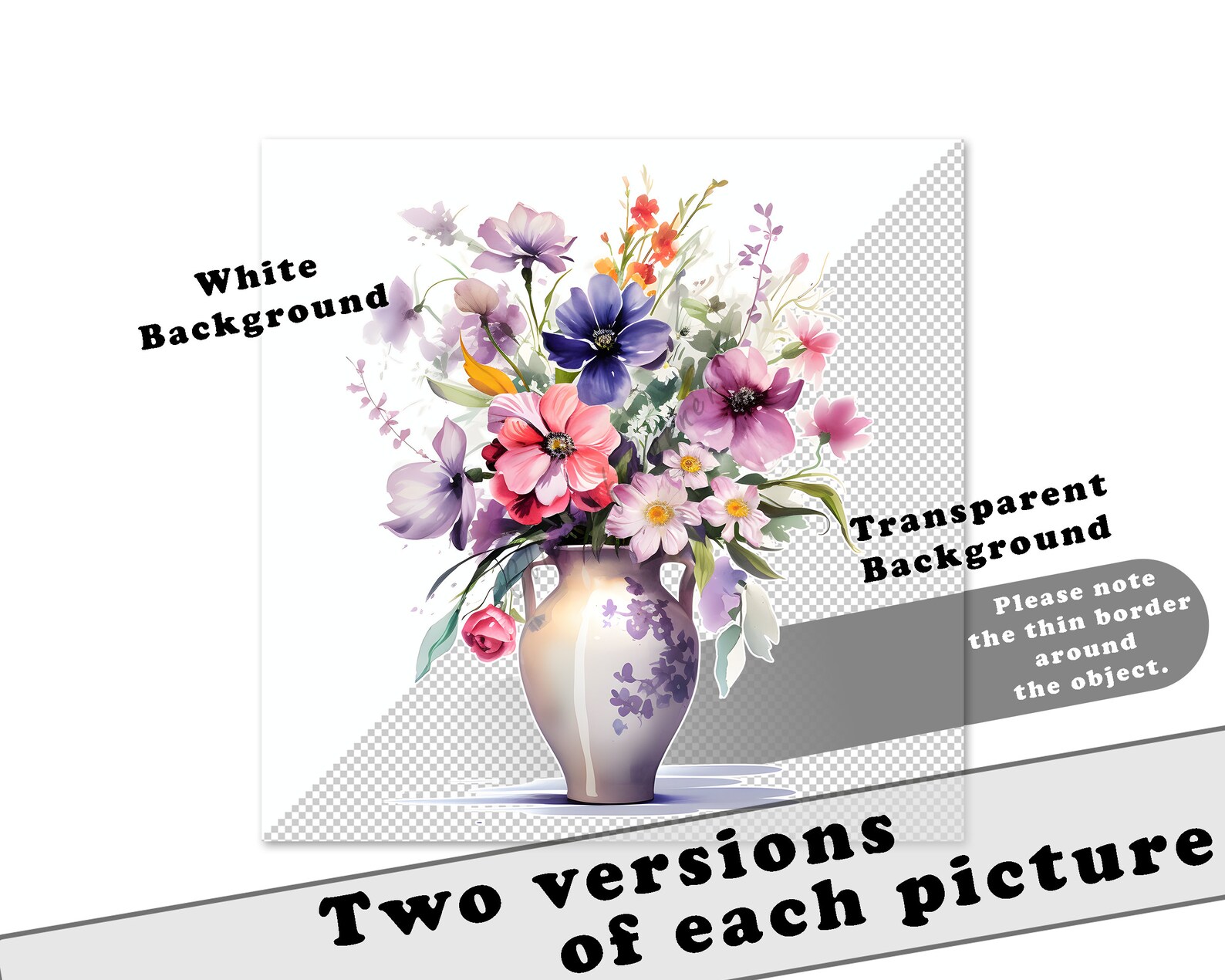 12 Vase of Flowers Bouquet Clipart PNG | Watercolor Wildflowers Floral ...