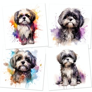 12 Shih Tzu Clipart PNG Bundle | Watercolor Dog Clipart PNG | 5 - Etsy