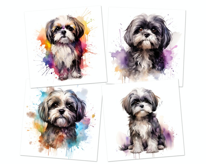 12 Shih Tzu Clipart PNG Bundle | Watercolor Dog Clipart PNG | 5 - Etsy