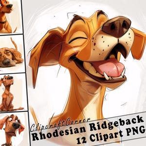 12 Rhodesian Ridgeback Clipart PNG lustiger Hund Bundle | Aquarell Hund Cartoon Clipart PNG | Tier Clipart Bild | 248