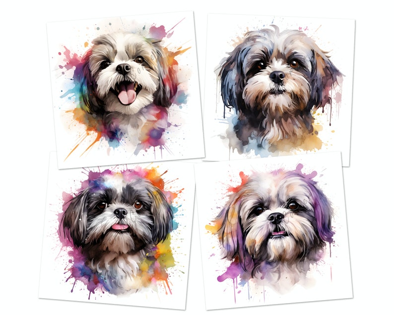 12 Shih Tzu Clipart PNG Bundle | Watercolor Dog Clipart PNG | 5 - Etsy