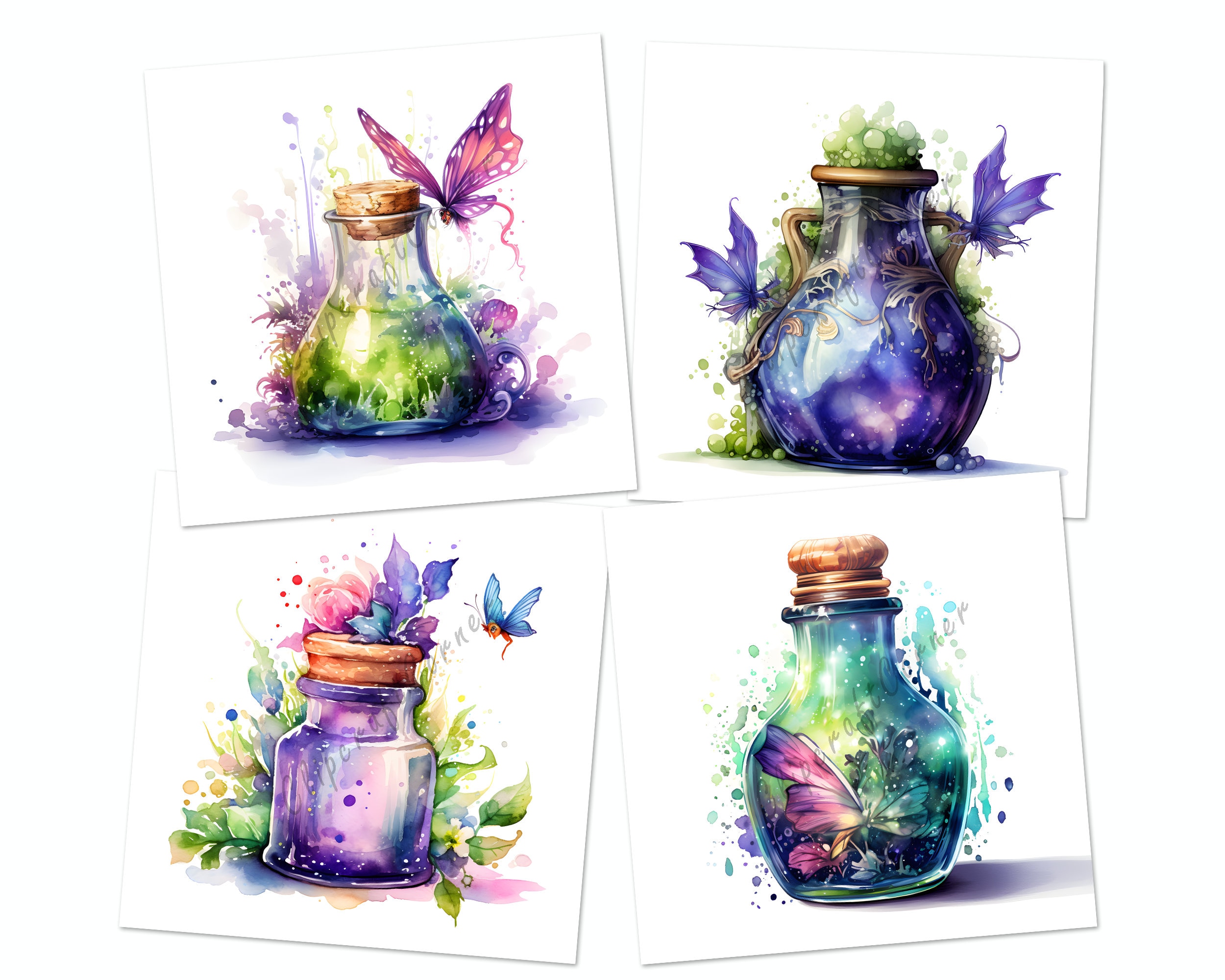 12 Pixie Potion Clipart PNG Fairytale Bundle | Magical Watercolor ...