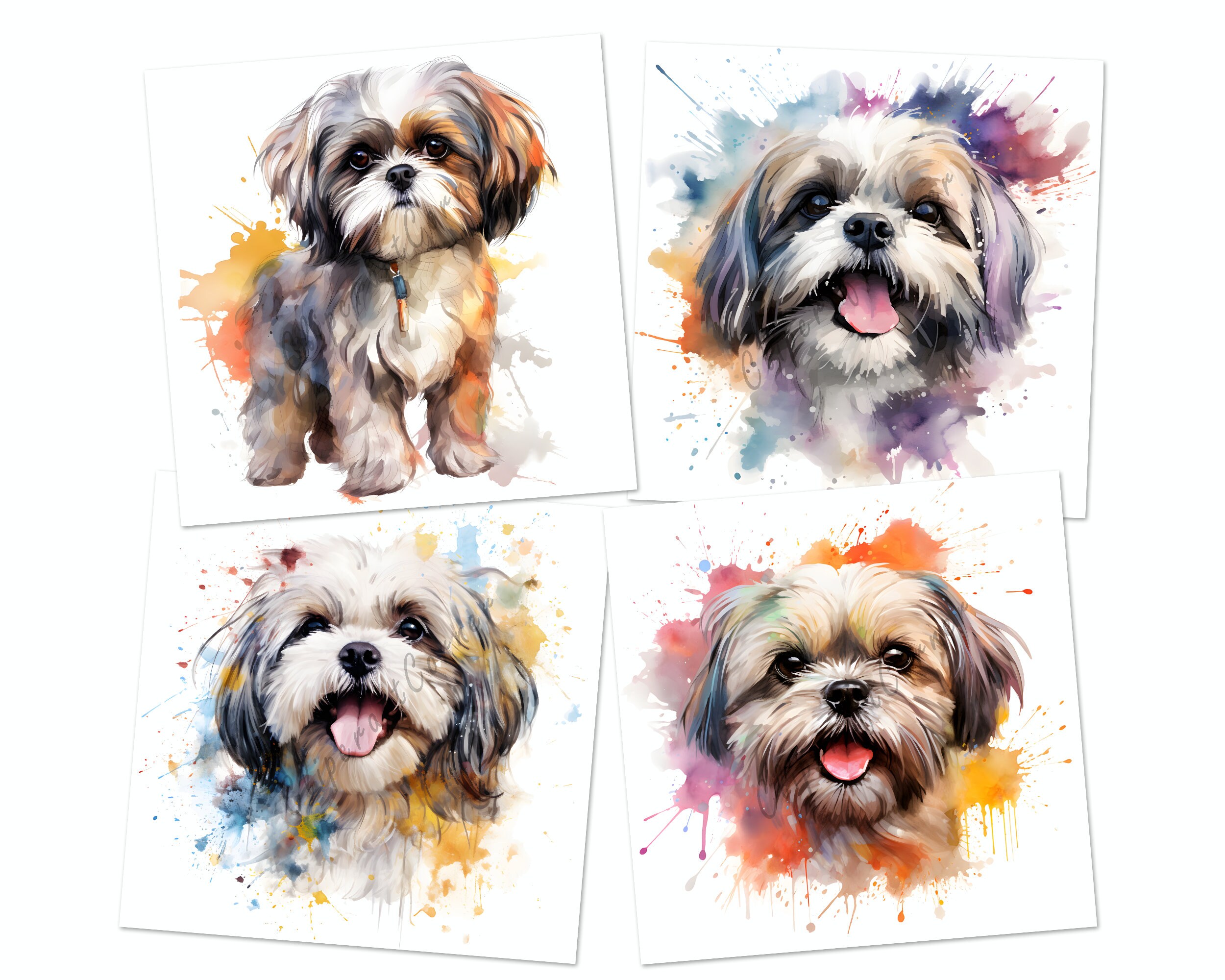 12 Shih Tzu Clipart PNG Bundle | Watercolor Dog Clipart PNG | 5 - Etsy