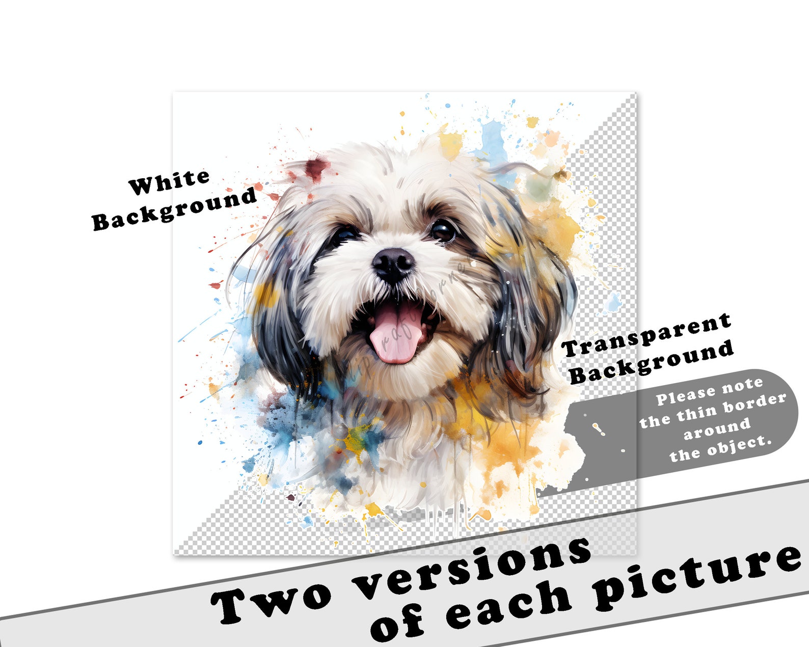 12 Shih Tzu Clipart PNG Bundle | Watercolor Dog Clipart PNG | 5 - Etsy