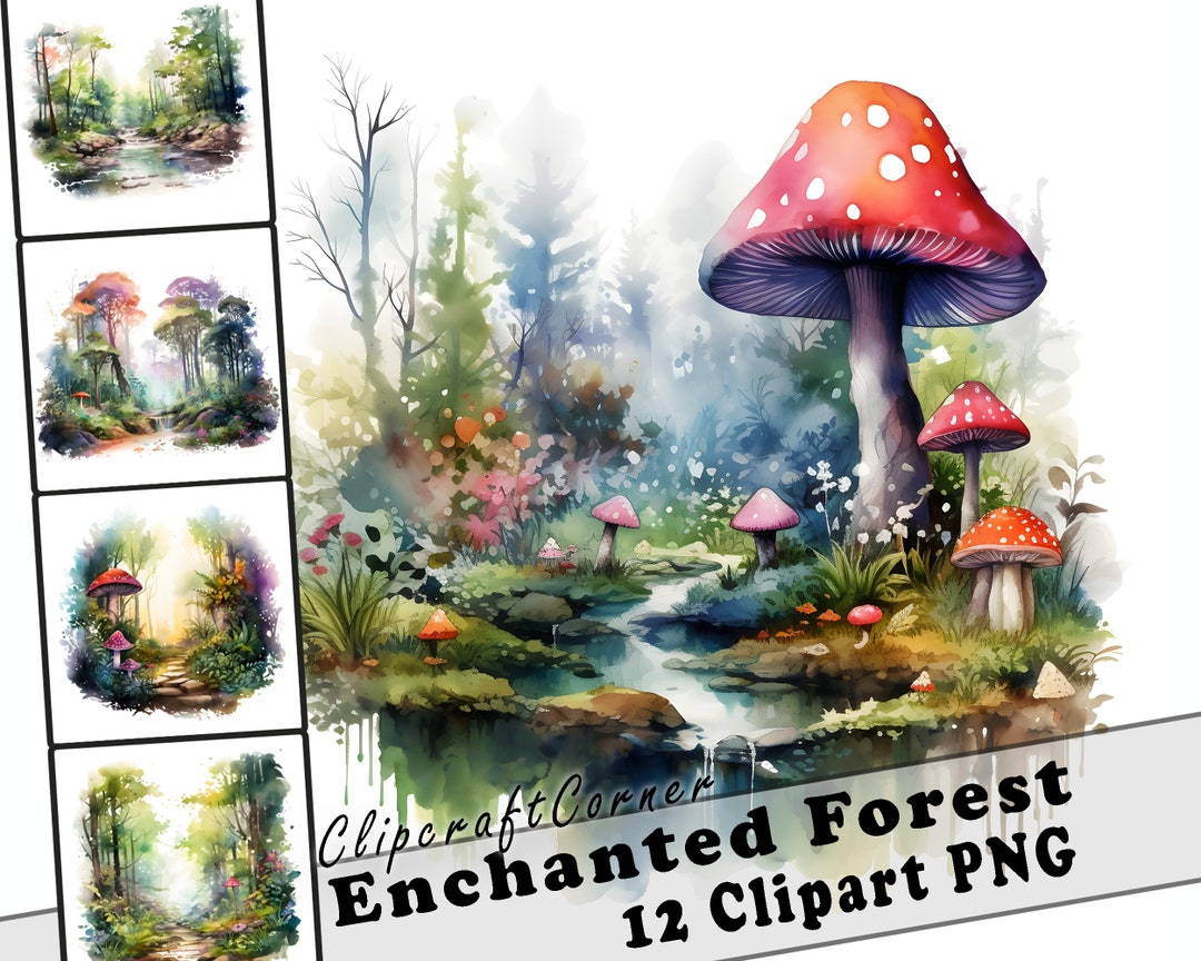 12 Enchanted Forest Clipart PNG Fairytale Bundle | Magical Watercolor ...