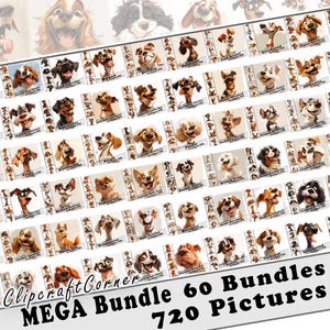 720 Cartoon Dog Mega Bundle Clipart PNG | Funny Dog Bundle | 60 Bundles of Dog Cartoon Clipart PNG | Animal Clipart Artwork | 00200s