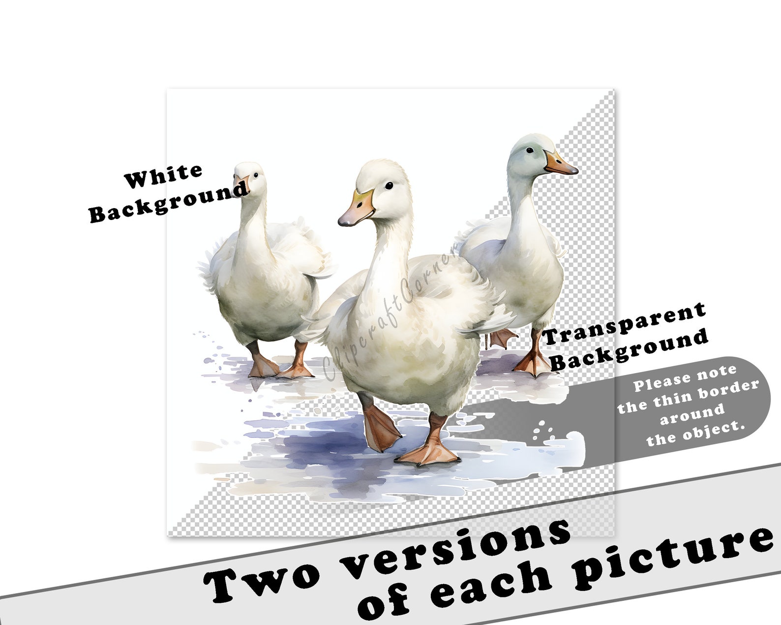 12 Goose Clipart PNG Bundle | Watercolor Goose Clipart PNG | Farm ...