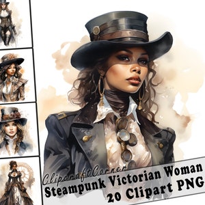 20 Victorian Steampunk Women Clipart PNG Bundle | Watercolor Steampunk Woman Clipart PNG Art | Fantasy Clipart Artwork | 2020