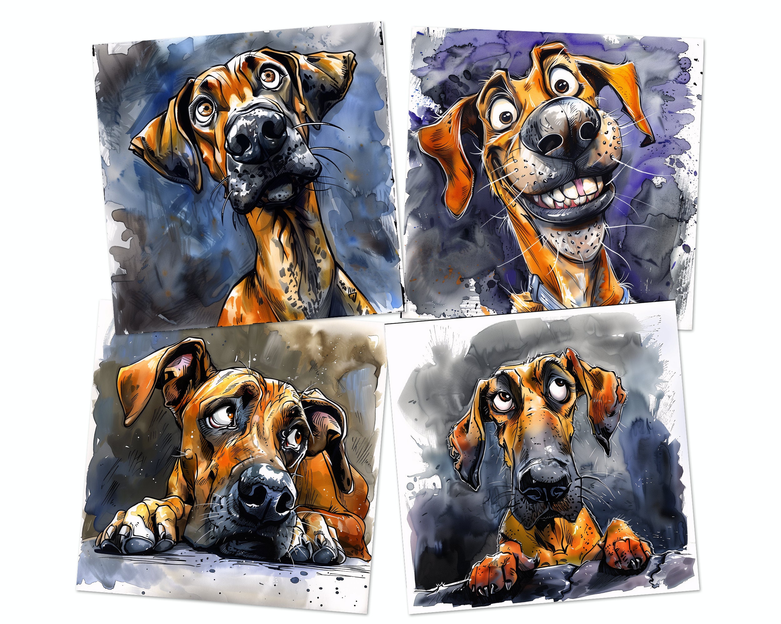 Funny Ridgebacks 12 Rhodesian Ridgeback Clipart PNG Funny Dog Bundle | Watercolor Dog ...