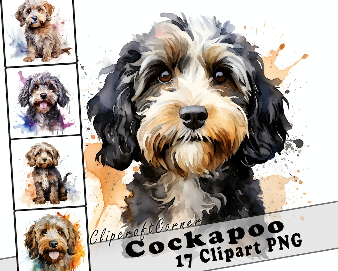 17 Cockapoo Clipart PNG Bundle | Watercolor Dog Clipart PNG | 58 - Etsy