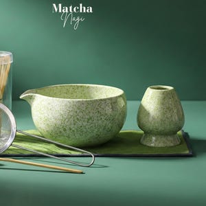 Juego de Matcha Hecho a Mano – Juego de Matcha de Cerámica, Juego de Cuencos de Matcha, Juego de Batidor de Matcha, Juego de Matcha Bonito, Juego de Té de Matcha, Kit de Matcha