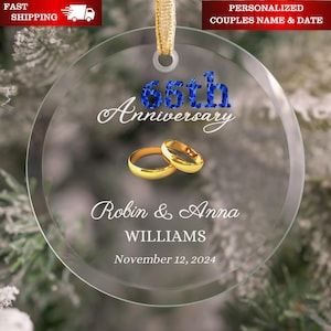 Personalized 65th Wedding Anniversary Gift for Parents, 65th Anniversary Ornament Keepsake, 65 Year Anniversary, Unique Couples Gift K457G