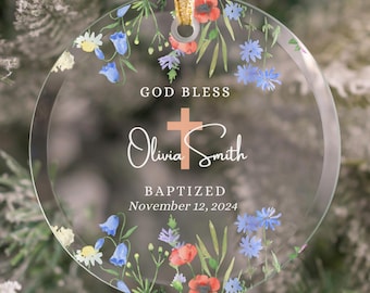 Baby Girl Baptism Ornament Personalized Girls Baptized Ornament for Goddaughter, Baptism Gift From Godparents, Christening Gift K429G