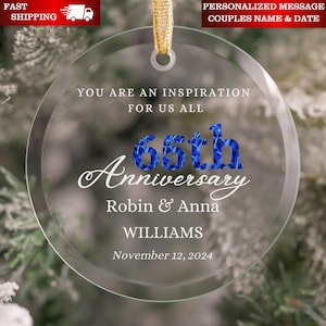 65th Wedding Anniversary Gift for Parents, 65th Anniversary Ornament Keepsake, 65 Year Anniversary Gift for Him, Unique Couples Gift K460G