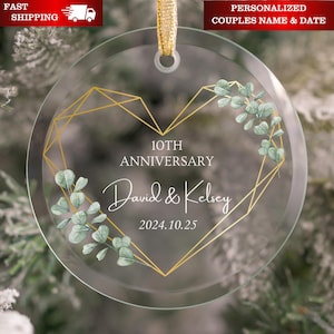 10 Year Anniversary Gift, 10 Year Wedding Anniversary Gift, 10th Anniversary Ornament, 10 Years Together Ornament Unique Couples Gift K599G