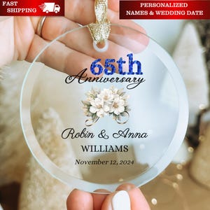 65th Wedding Anniversary Ornament Personalized 65th Anniversary Gifts for Parents, 65 Years Wedding Couples Gift For Wife Husband Her K458G