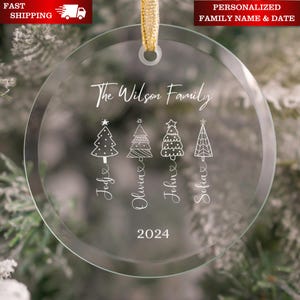Personalized 2025 Family Christmas Glass Ornament, Custom Family Keepsake Gift, Family Name Ornament, Unique Christmas Family Gift K531G