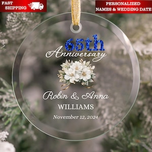 Sapphire 65th Wedding Anniversary Ornament, 65th Wedding Anniversary Gifts, Sapphire Wedding Couples Gift, Gift For Grandparents K458G