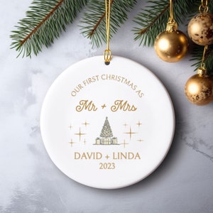 First Christmas Married Ornament, Mr & Mrs Christmas Tree Ornament, Our First Christmas as Mr and Mrs Married Ornament, Personalized, Custom
