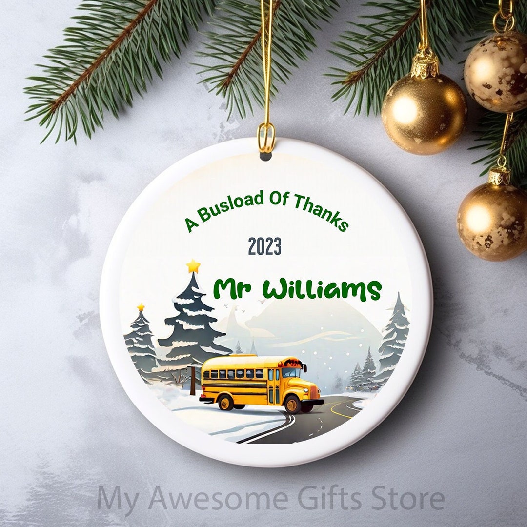 Hand Cut School Bus Christmas Ornament - Unique Holiday Decoration