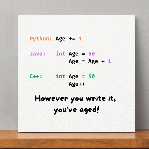 Personalised Programmer Birthday Card. However you write it, you've aged! | Geeky Birthday Card | Sarcastic Celebration Card