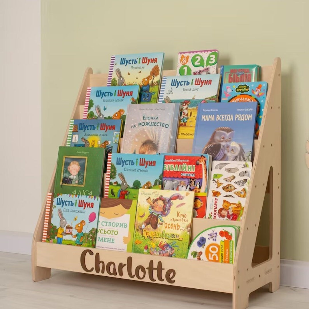 Wood Bookshelf for Kids Baby Book Shelf Montessori Etsy