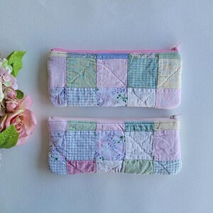 Vintage Quilt Zipper Pouch | Handmade Pencil Case Bild 2
