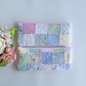Vintage Quilt Zipper Pouch | Handmade Pencil Case Bild 3
