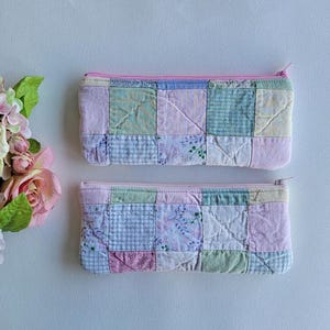 Vintage Quilt Zipper Pouch | Handmade Pencil Case Bild 4
