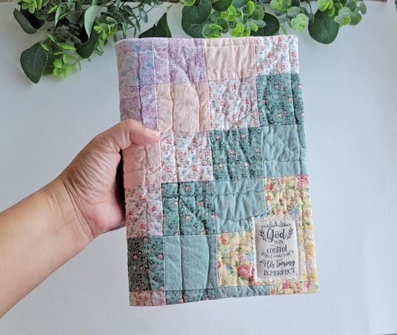 Vintage Quilted Bible Cover with cross, Bible cover quilted.